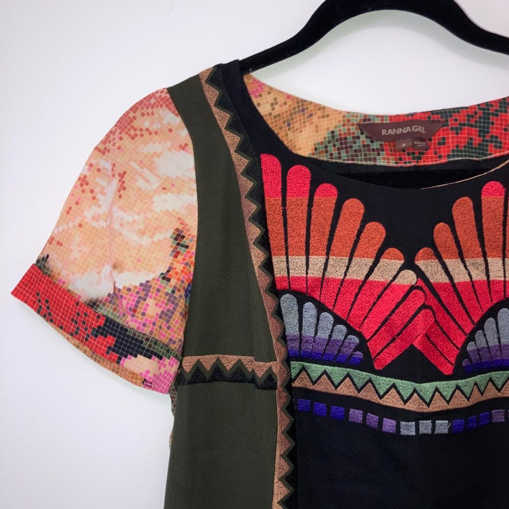 Funky Printed Anthropologie Mini Dress (Size 4)